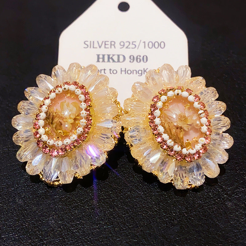 Premium European American Earrings For Women Zircon Flower Elegant Exquisite Niche