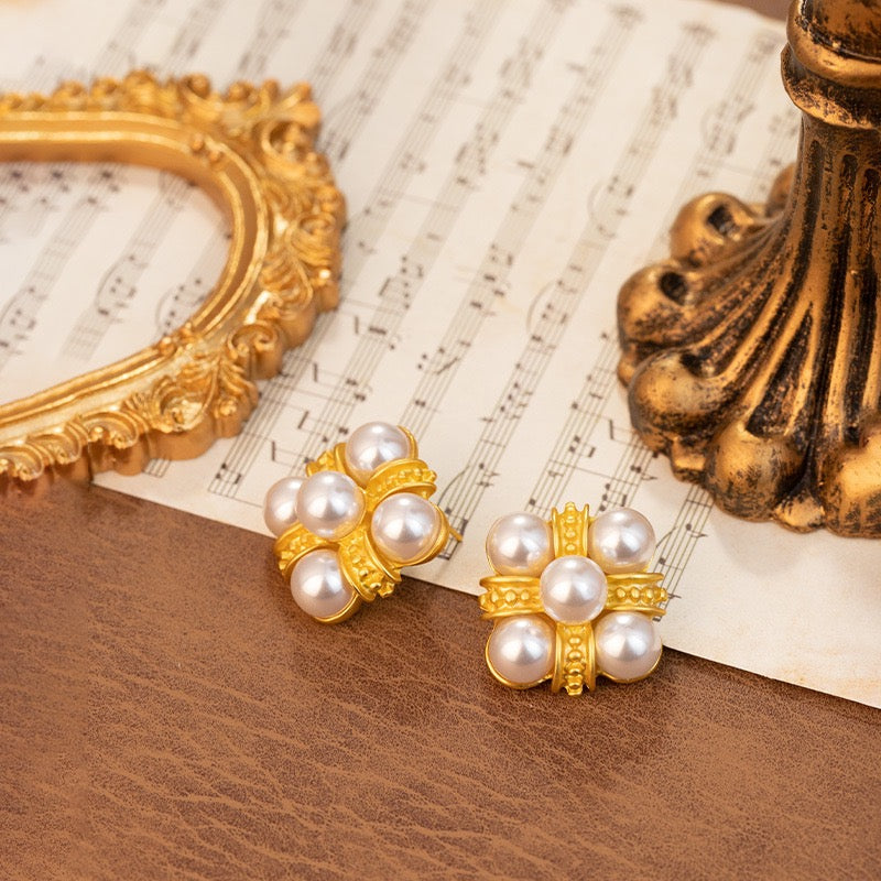 Vintage Niche Pearl Earrings For Women French Korean Style Studs Elegant Luxury Jewelry