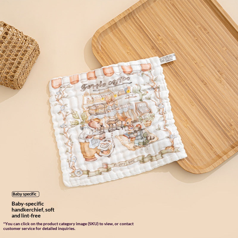 Baby A-Grade Pure Cotton Small Square Towel Baby Bib Six-Layer Gauze Newborn Childrens Gift Face-Washing Toddler Towel