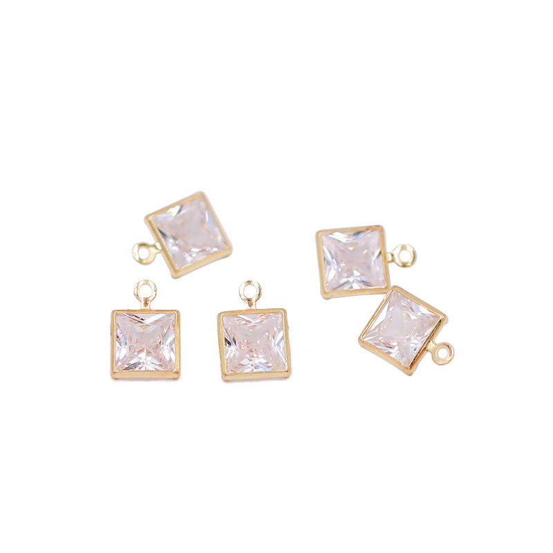 Geometric Zircon Bezel Set Pendant - Gold Plated Color Retention Charm for DIY Earring Jewelry Making Accessories
