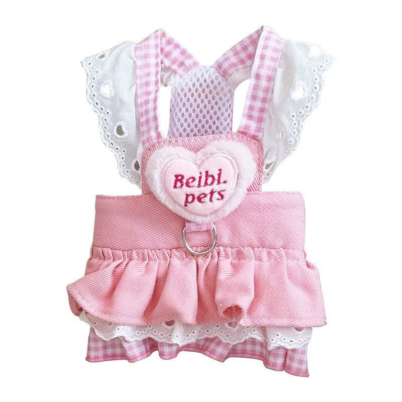 Pet Cat And Dog Clothing Thin Denim Harness Dress