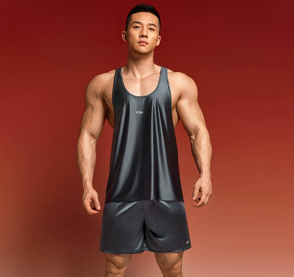 Midnight American-Silk Solid-Color Fitness Sports Tank Top