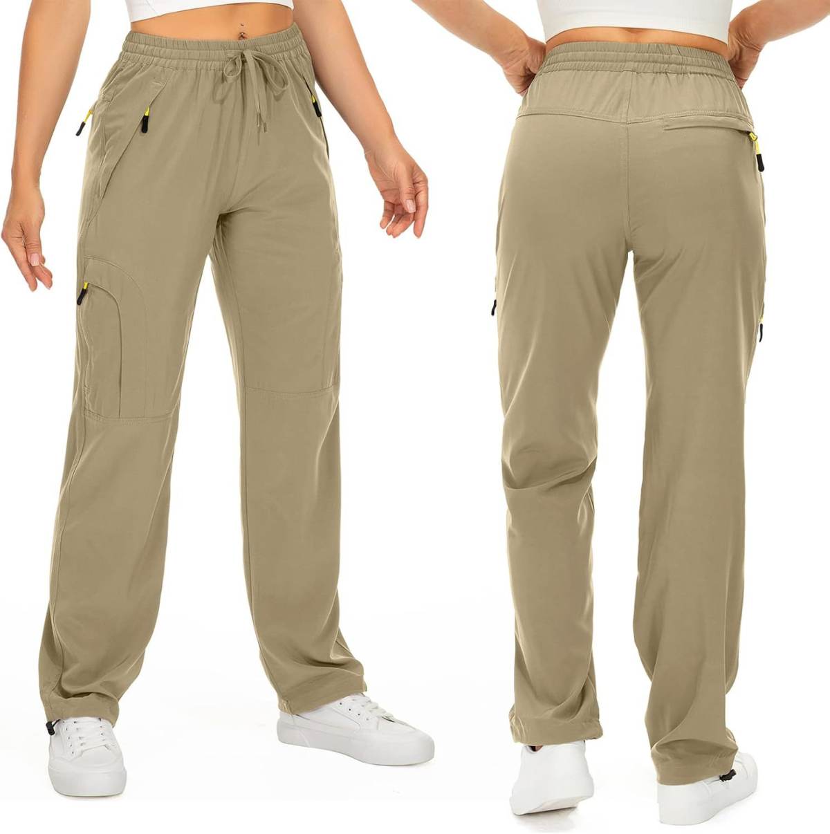 Women's Work Pants, Outdoor Leisure, Multi Pocket Hiking Pants, Loose Straight Leg, Drawstring Ankle, Camping And Hiking Pants