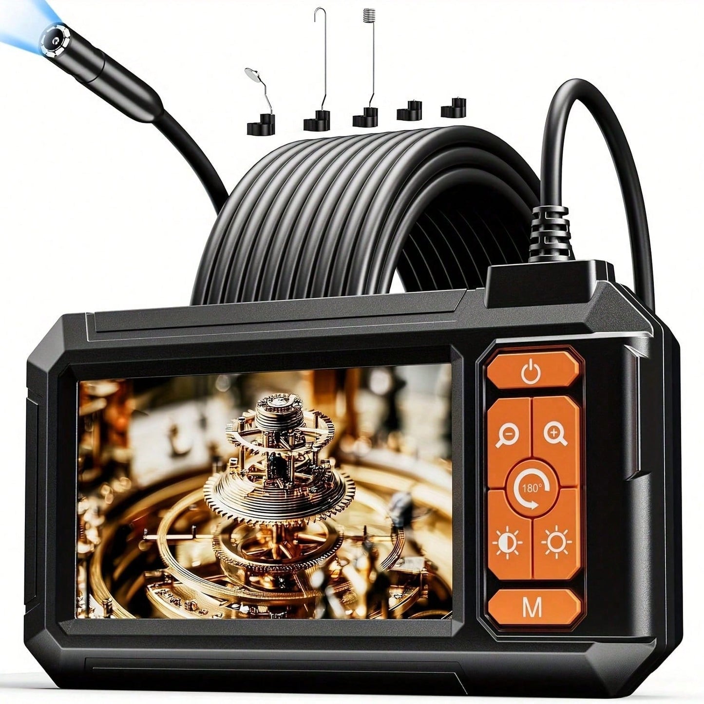 4.3-inch Industrial Endoscope 8mm HD Digital Inspection Camera IP67 Waterproof Rating Battery-Powered Ideal For Vehicle Maintenance, Machine Inspection, Blockage Removal, And Medical Equipment