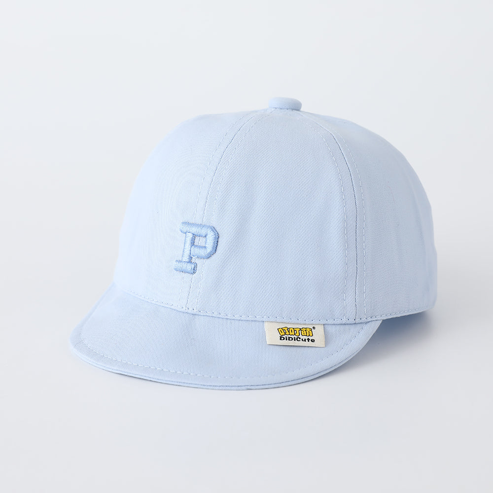 Children's Solid-color Letter P Three-dimensional Embroidered Adjustable Simple And Trendy Soft-brim Baseball Cap Suitable For Outdoor Outings