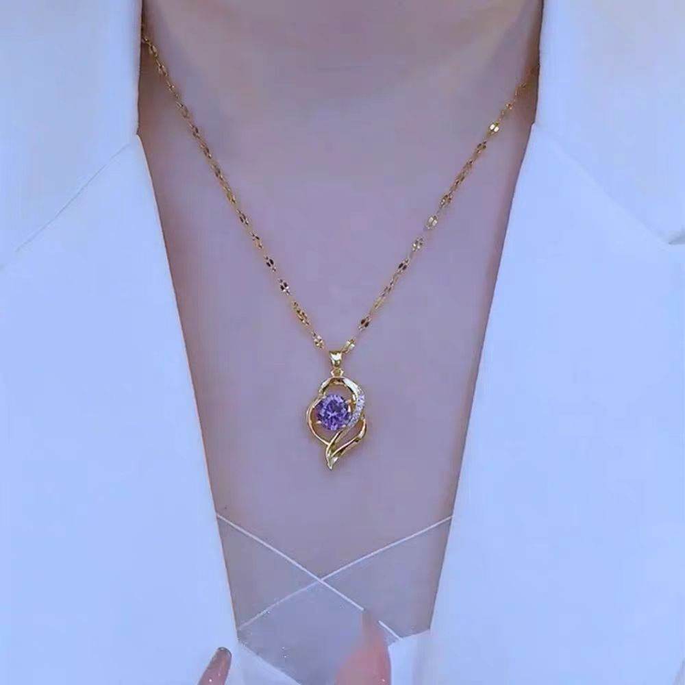 Titanium Steel Heart Pendant Necklace Minimalist Lightweight Chain For Women Daily Wear Jewelry Gift