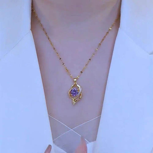 Titanium Steel Heart Pendant Necklace Minimalist Lightweight Chain For Women Daily Wear Jewelry Gift