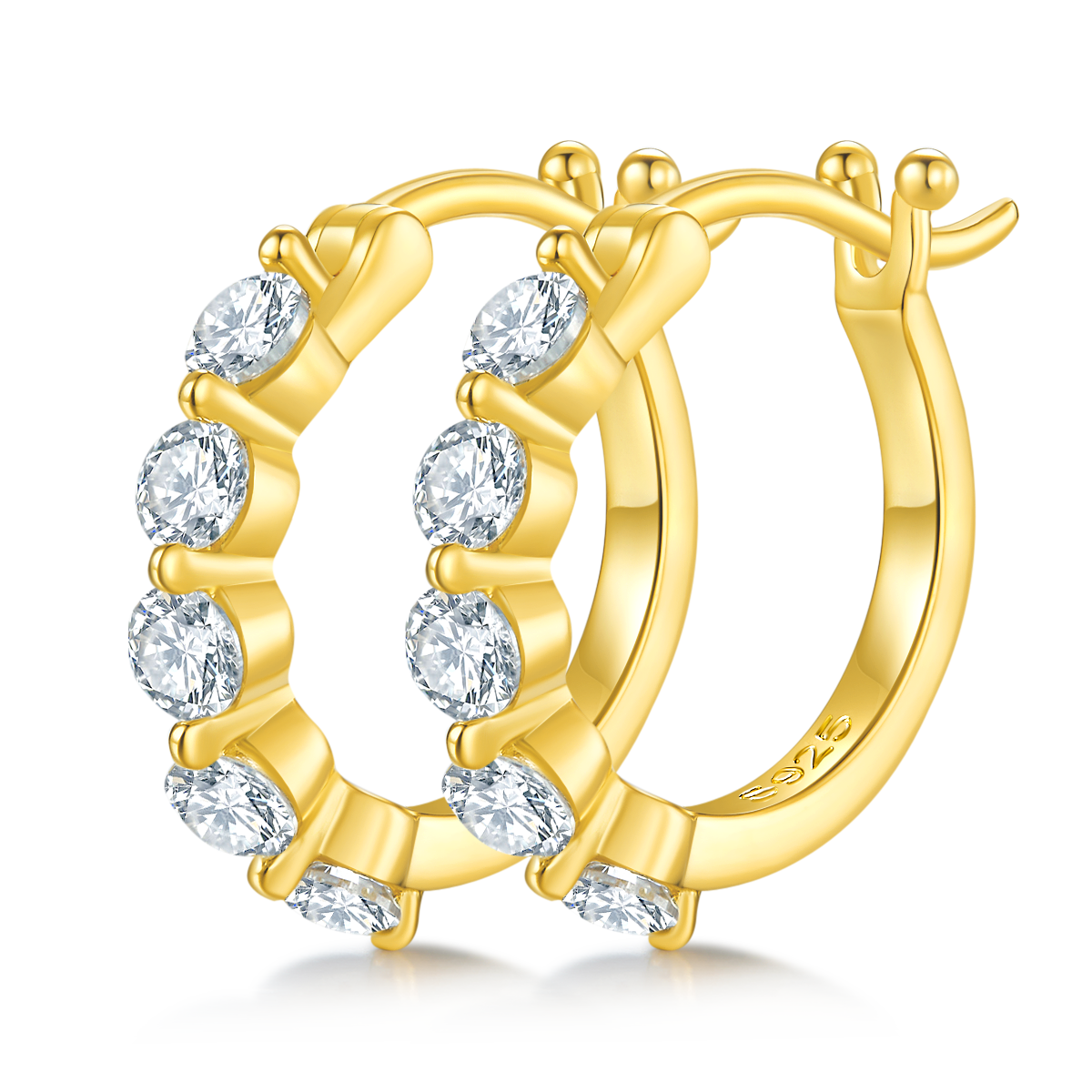 S925 Sterling Silver 10pcs Moissanite Hoop Earrings For Women 17mm Platinum Plated GRA Certified Hypoallergenic Gift Box