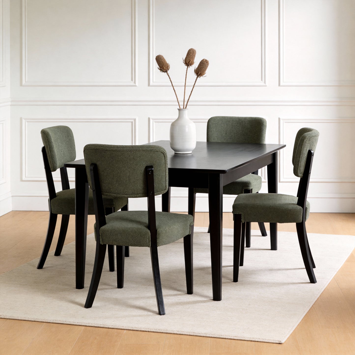 Modern Armless Dining Chairs Set Of 2, Green, Contemporary Side Chairs With Wood Legs   Versatile Accent Chairs For Dining Room, Kitchen, Or Living Room