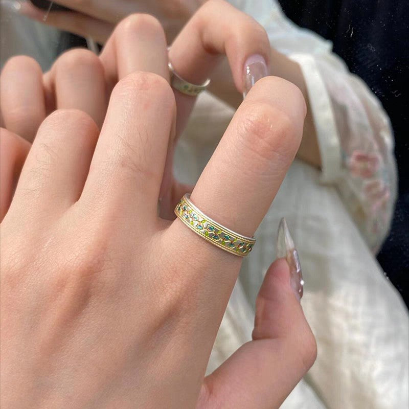 1pc 999 Sterling Silver Enamel Lily Of The Valley Open Ring, Retro Chinese Style, Perfect For Daily Wear & Valentine's Day Gift