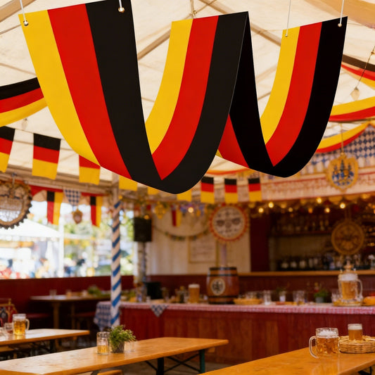 Germany Flag Banner (2-Piece Set) - Decorative Festive Decorations For Celebrations - Party Accessories Set