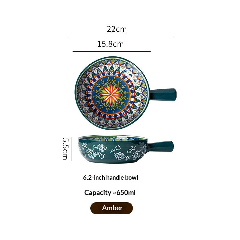 Bohemian Ceramic-handled Bowl Creative Design For Home Use