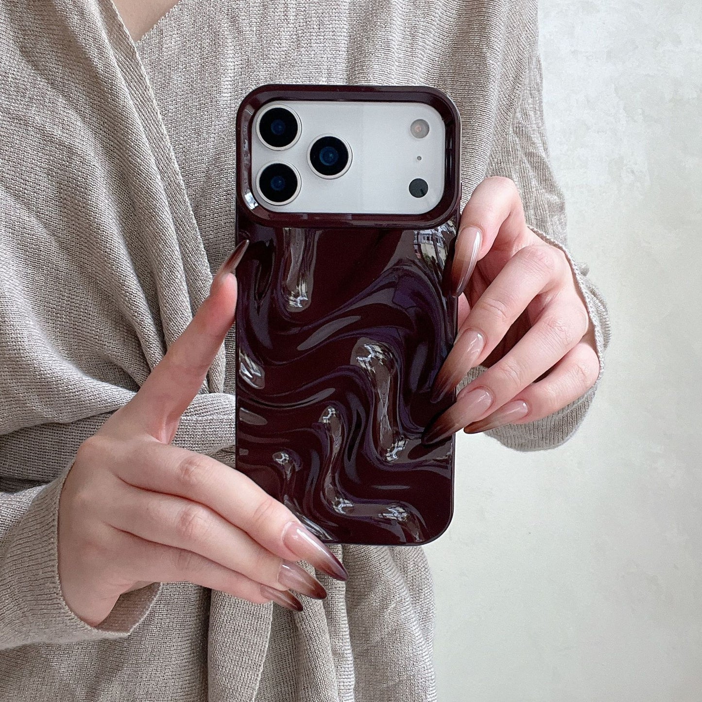 Korean-style Simple Ins Three-dimensional Water Ripple Soft Shell