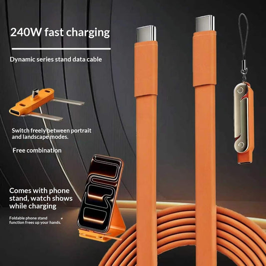 Silicone Dual Type-C Super-Fast Charging Stand Cable