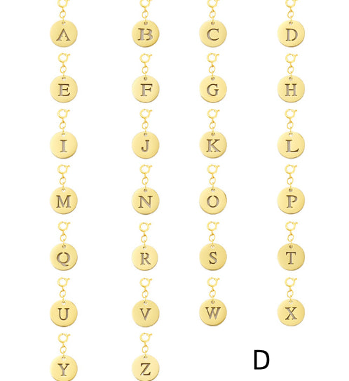 Titanium Steel Bracelet And Necklace Accessories 26-letter Charm Pendants Hand-polished In Gold