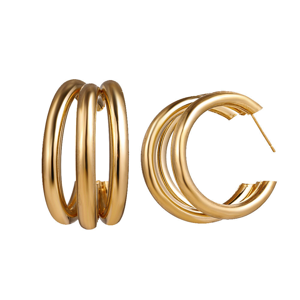 Cross-Border Wholesale Vintage Geometric Metal Earring Sets, European Popular Retro Design Unique Personality High-End Ladies Fashion Accessories Bulk Lots