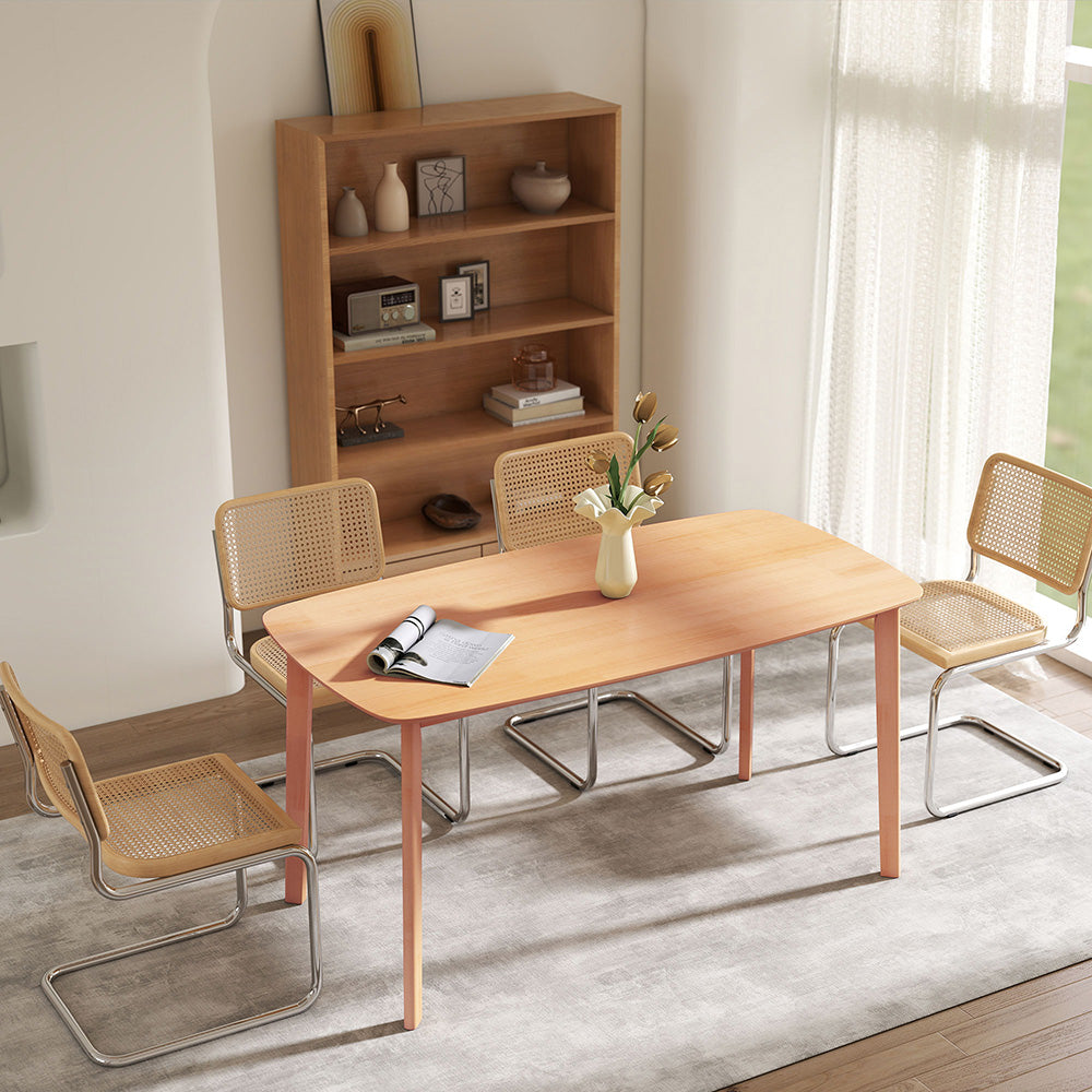 Pine Wood Dining Table For 6 Rustic Rectangular Kitchen Table Solid Wood With Large Table Top Non-slip Foot Pads For Dining Room