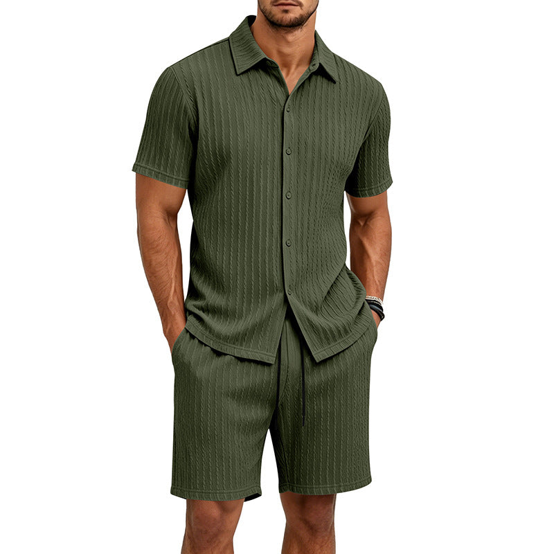 Loose Jacquard Casual Home Wear Short-Sleeve Top And Shorts Set