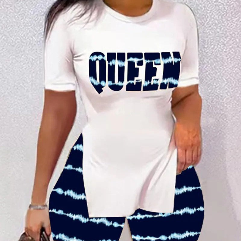Best Selling Women's Clothes Fashion Trendy Split Short Sleeve Casual Shorts Two-piece Set
