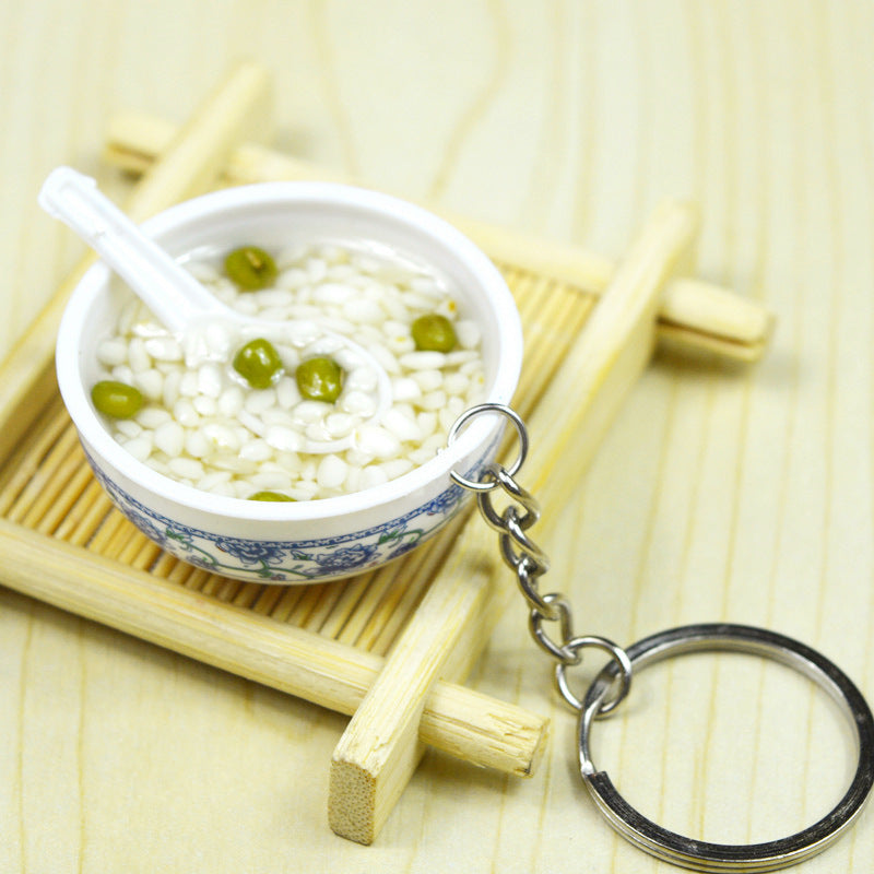 Artificial Food Pendant PVC Egg Noodle Keychain