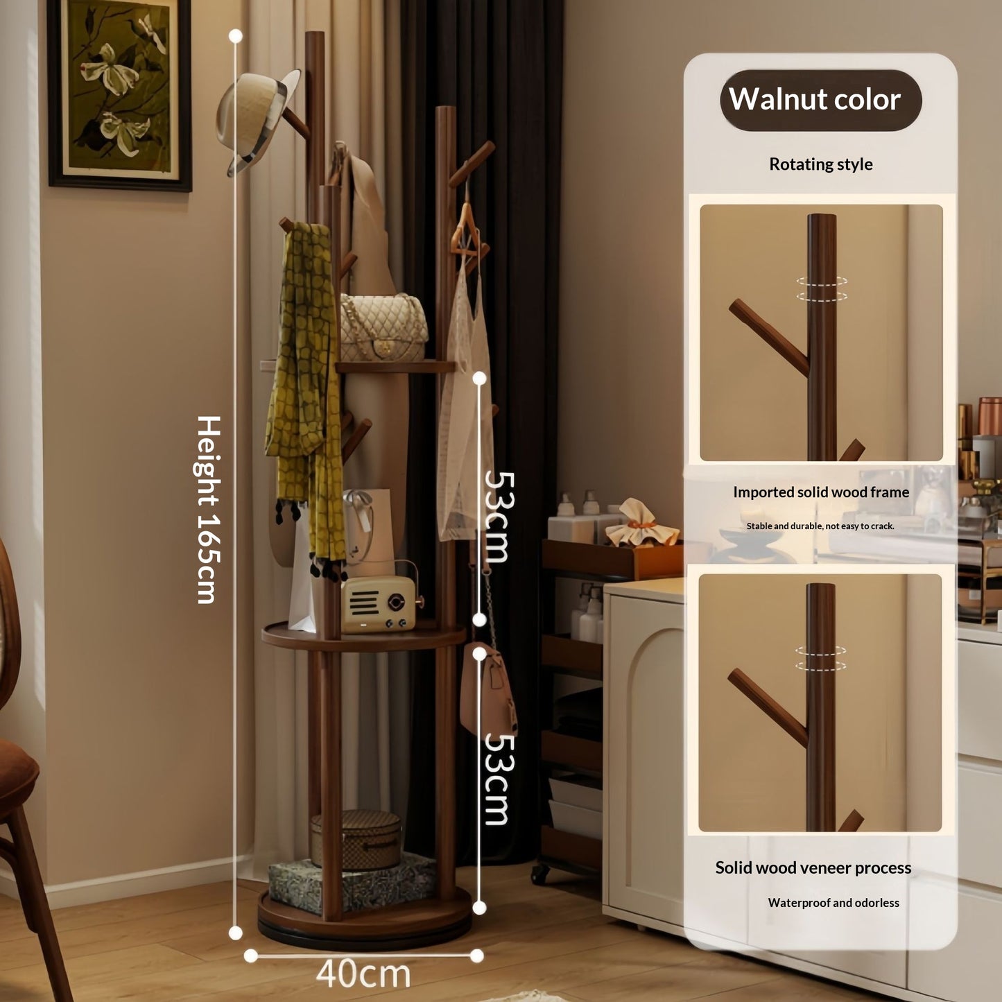 Simple Rotating Coat And Hat Rack For Home Use