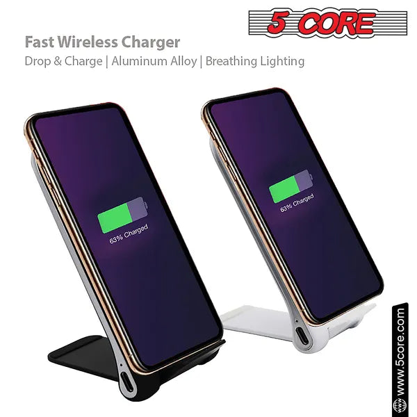 5 Core Wireless Charger 10W Max Fast Wireless Charging Pad Glass Top Pair Boostcharge Slim USB-C