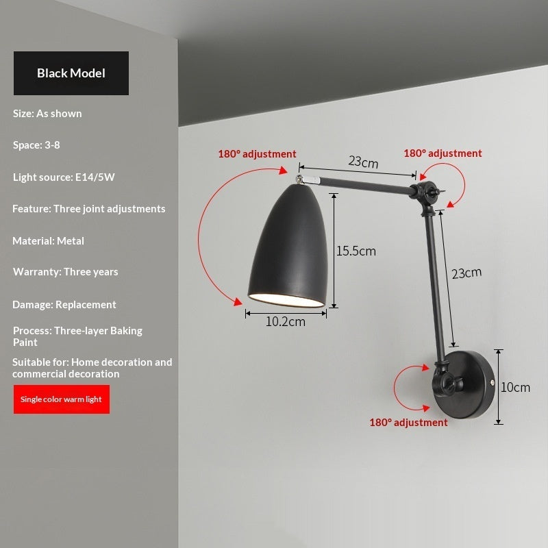 Bedside Eye-care Reading Lamp With A Swivel Arm For The Bedroom Or Study