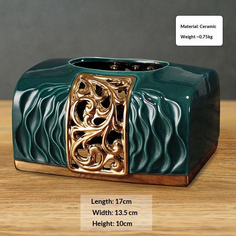 Chinese-style Ceramic Tissue Box For Home Use