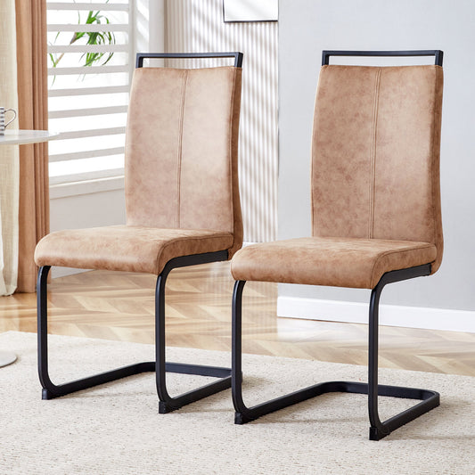 Dining Chairs,tech Cloth High Back Upholstered Side Chair With C-shaped Tube Black Metal Legs For Dining Room Kitchen Vanity Patio Club Guest Office Chair   Set Of 2  W115155748