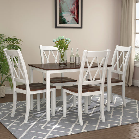 TOPMAx 5- Piece Dining Table Set Home Kitchen Table And Chairs Wood Dining Set  Espresso White