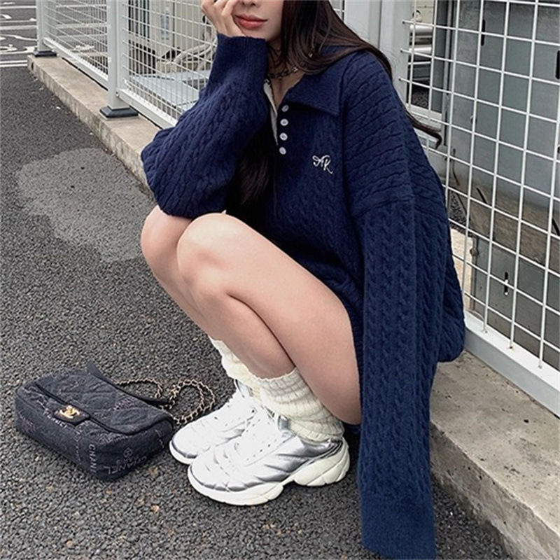 Korean-style Academic Twist Knit Skirt Set