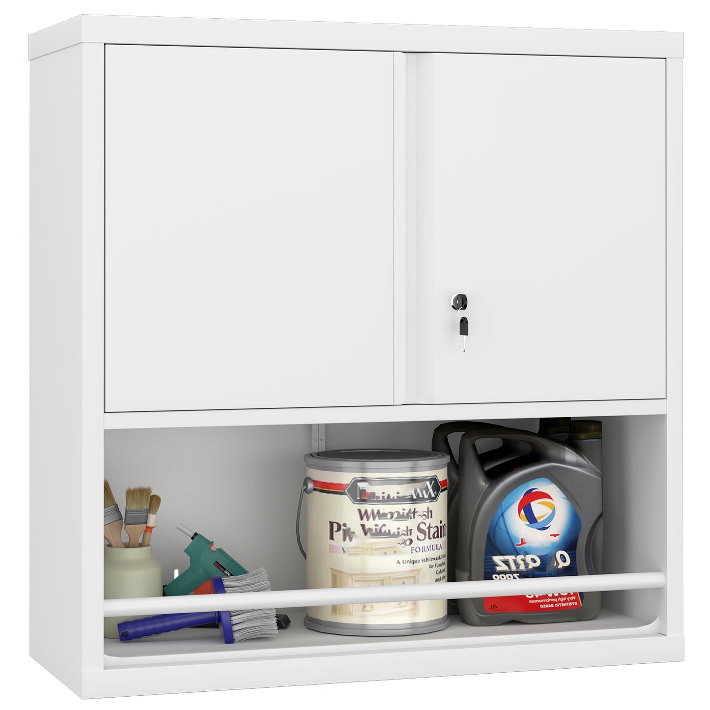 Tall 2-Door Metal Storage Cabinet With Adjustable Shelves, Steel Kitchen Pantry Cabinet For Kitchen, Living Room, Dining Room & Office