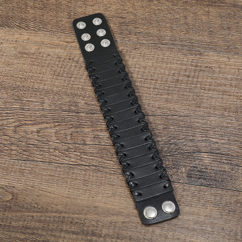 European And American Punk Style Accessories Retro Handmade Woven Leather Bracelet