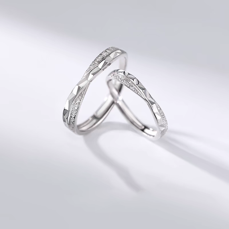 1 Pair 999 Sterling Silver Star & Sea Twisted Couple Rings, Minimalist Romantic Promise Rings, Ideal Valentine's Day Gift For Lovers