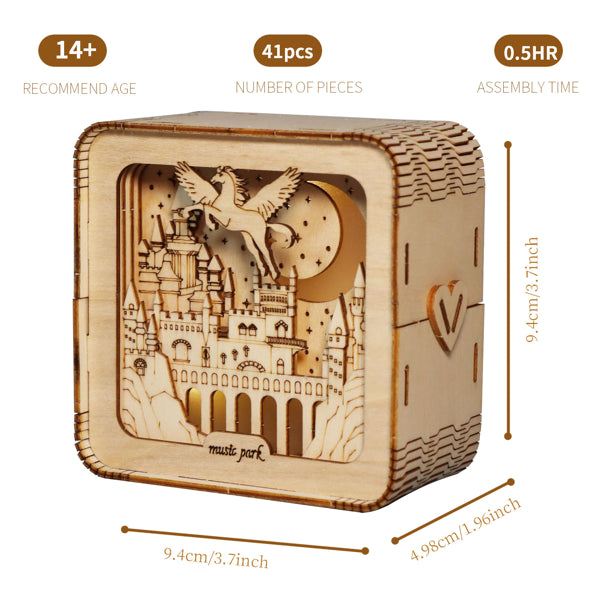 3D Wooden Puzzles Pegasus Castle Model Kits Night Lights Desk Decorations Birthday Christmas Gifts For Women