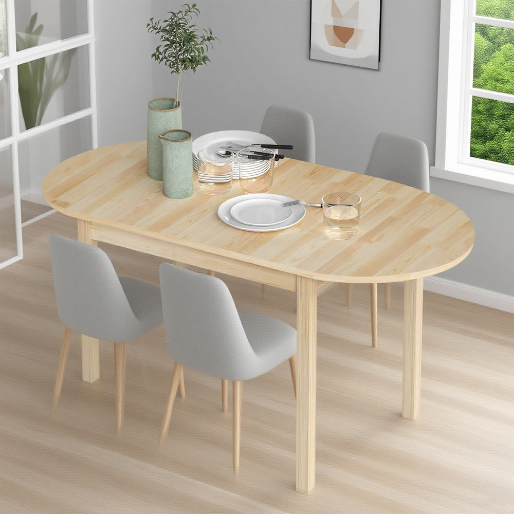 PineWood Kitchen Table, Drop Leaf Tables For Small Spaces Non-slip Foot Pads For Kitchen Dining Room