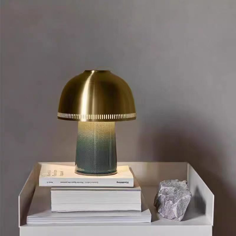 Bedroom Bedside Ceramic Mushroom Mid Century Style Decor Portable Rechargeable Table Lamp