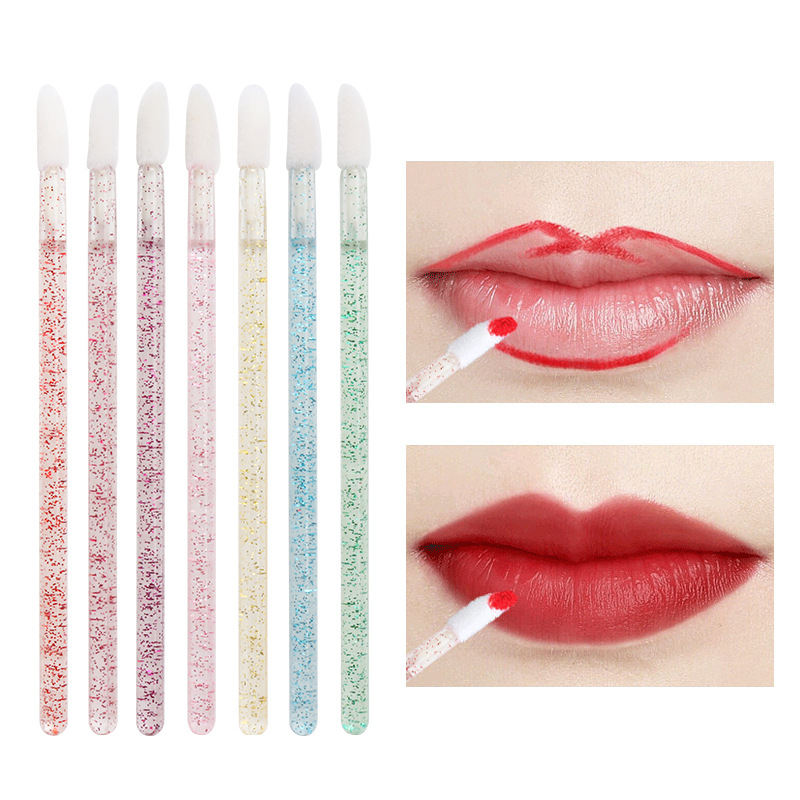 Lip Gloss Brush Makeup Brush Beauty Tool 7 Colors Available Disposable Crystal Handle