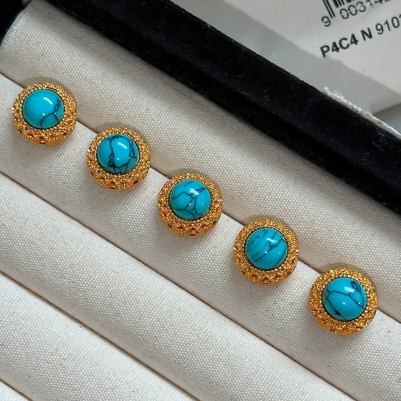 Turquoise Stud Earrings Vintage Ear Accessories
