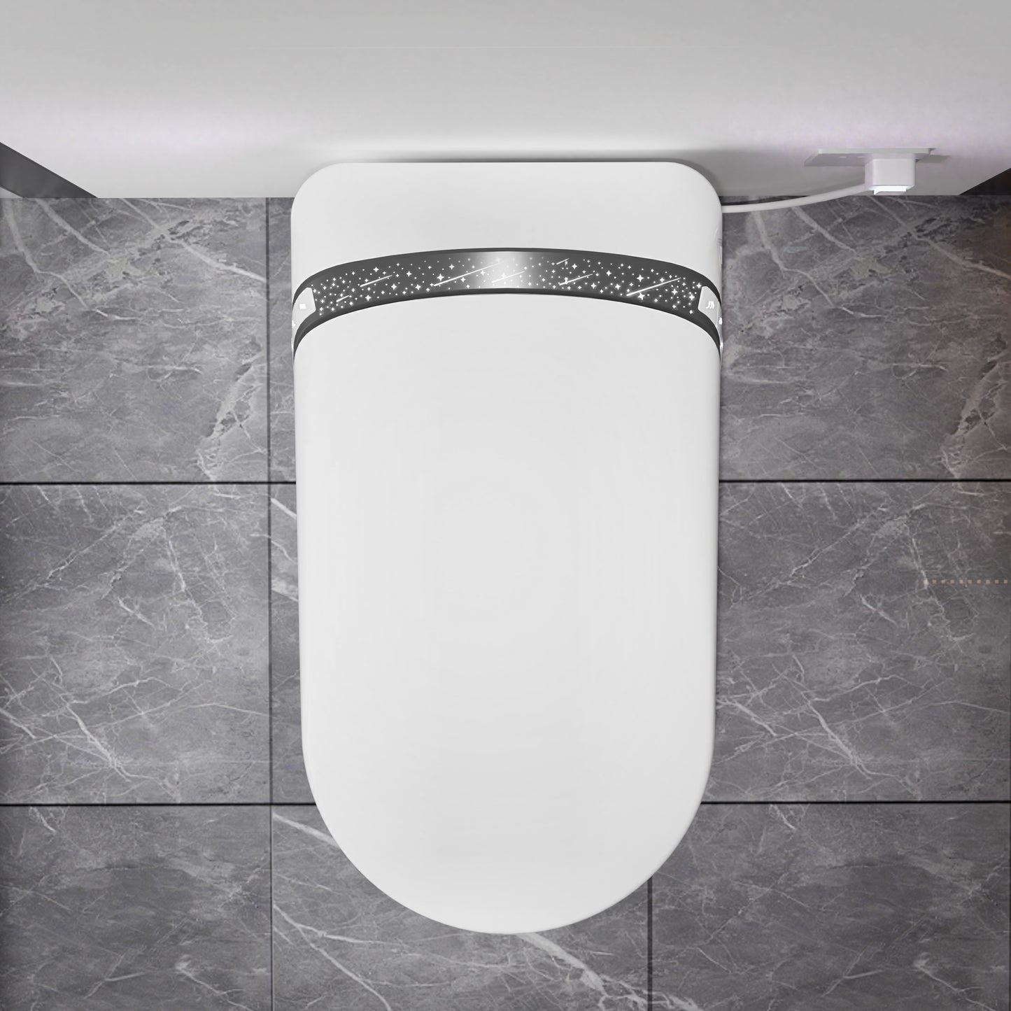 Elongated Smart Toilet With Bidet Built In,Tankless Design For Bathroom, Auto Open Close Seat, Foot Kick, LED Display,Night Light, Warm Water & Dryer,White