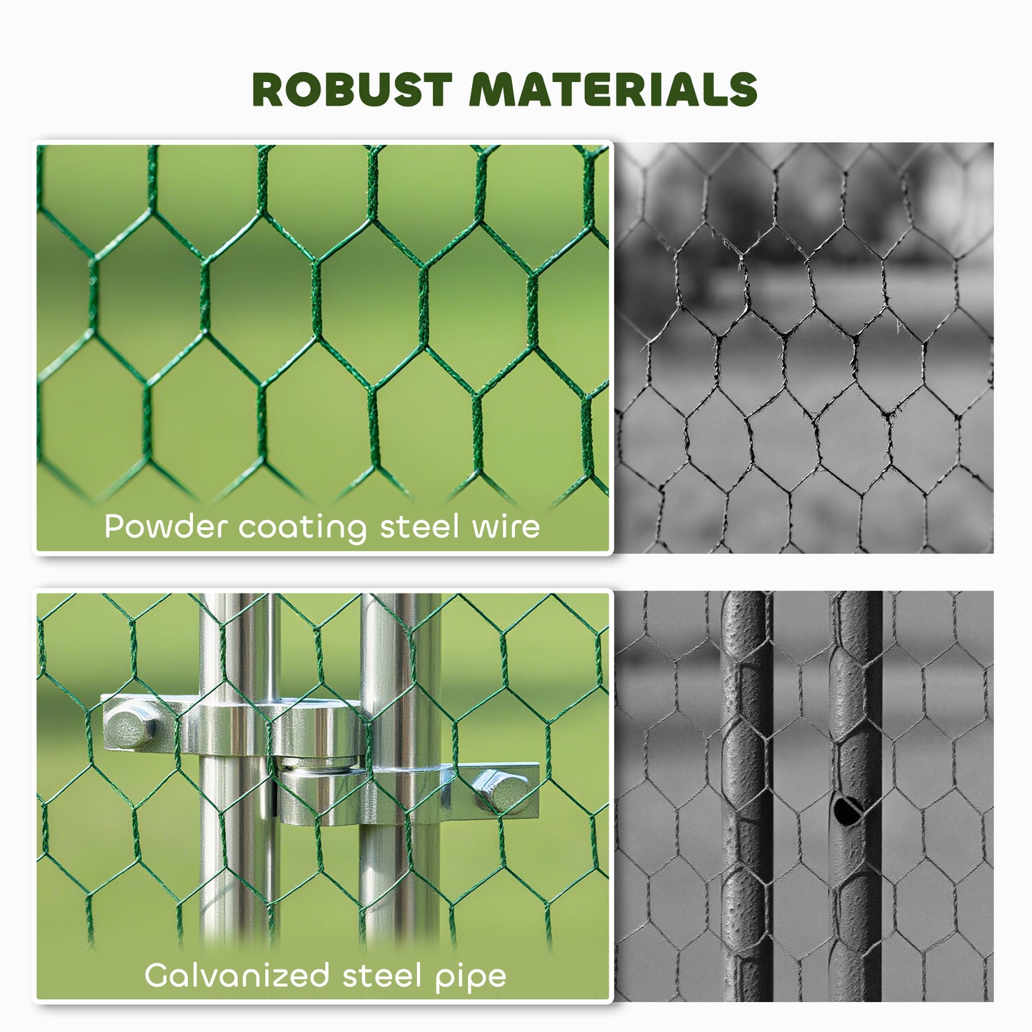 Metal Chicken Run w/ Waterproof & Anti-UV Cover, Feeding Door, Hanging Feeder, for 18-24 Chickens, 9.8 x 19.7 x 6.4