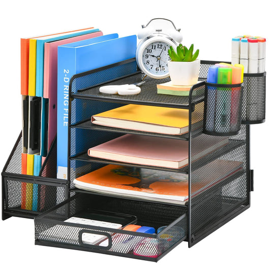 Support pan European shipping--1pc 5-tier Multifunctional Stationery Storage Box | Steel Desktop Storage Rack, Office Supplies Organizer, Office Desk Additions, Bedroom Additions, Home Decoration
