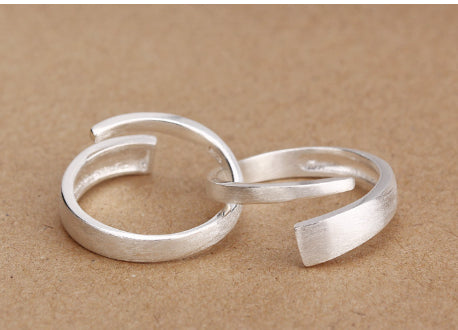 Japanese-Korean Minimalist Plain Silver Wave-textured Open Ring