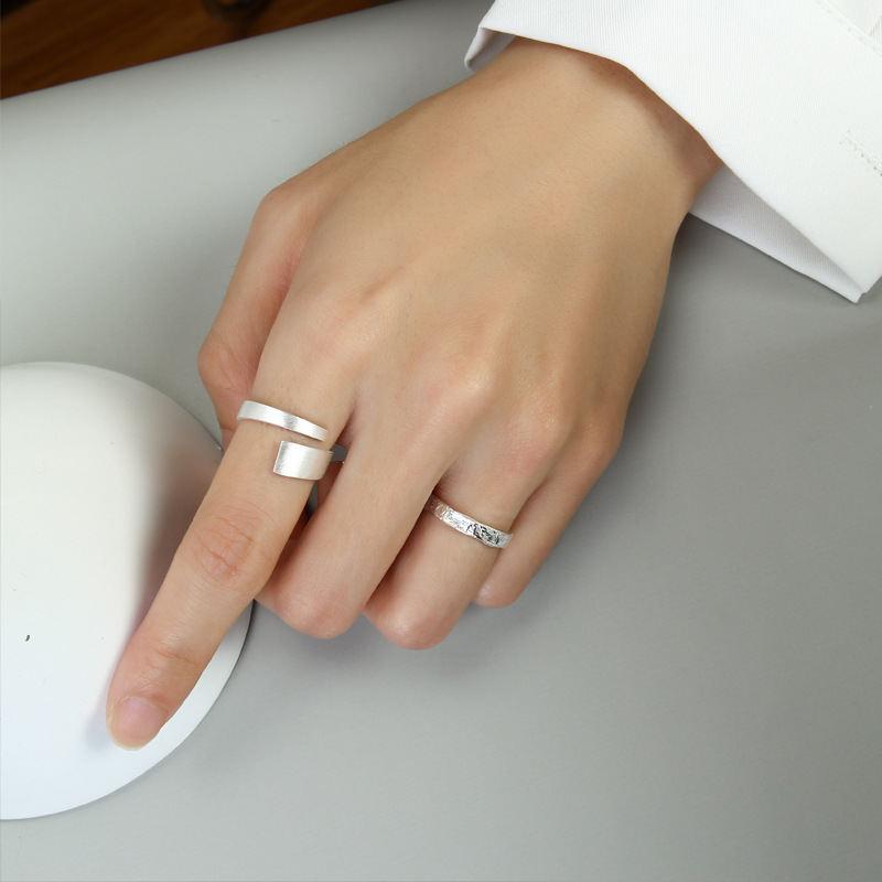 S925 Sterling Silver Open Ring, Minimalist Brushed Plain Silver Band, Korean Style Silver Jewelry Wholesale