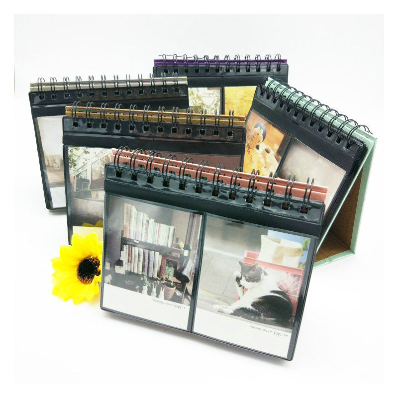 Tabletop 3-inch Desk Calendar Photo Album Mini Instant Film Star Card Book Holds 68 Cards