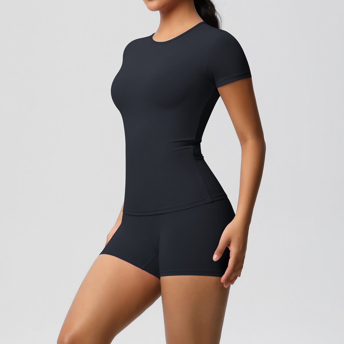 Slimming Stretchy T-Shirt And Fitness Shorts Set For Women