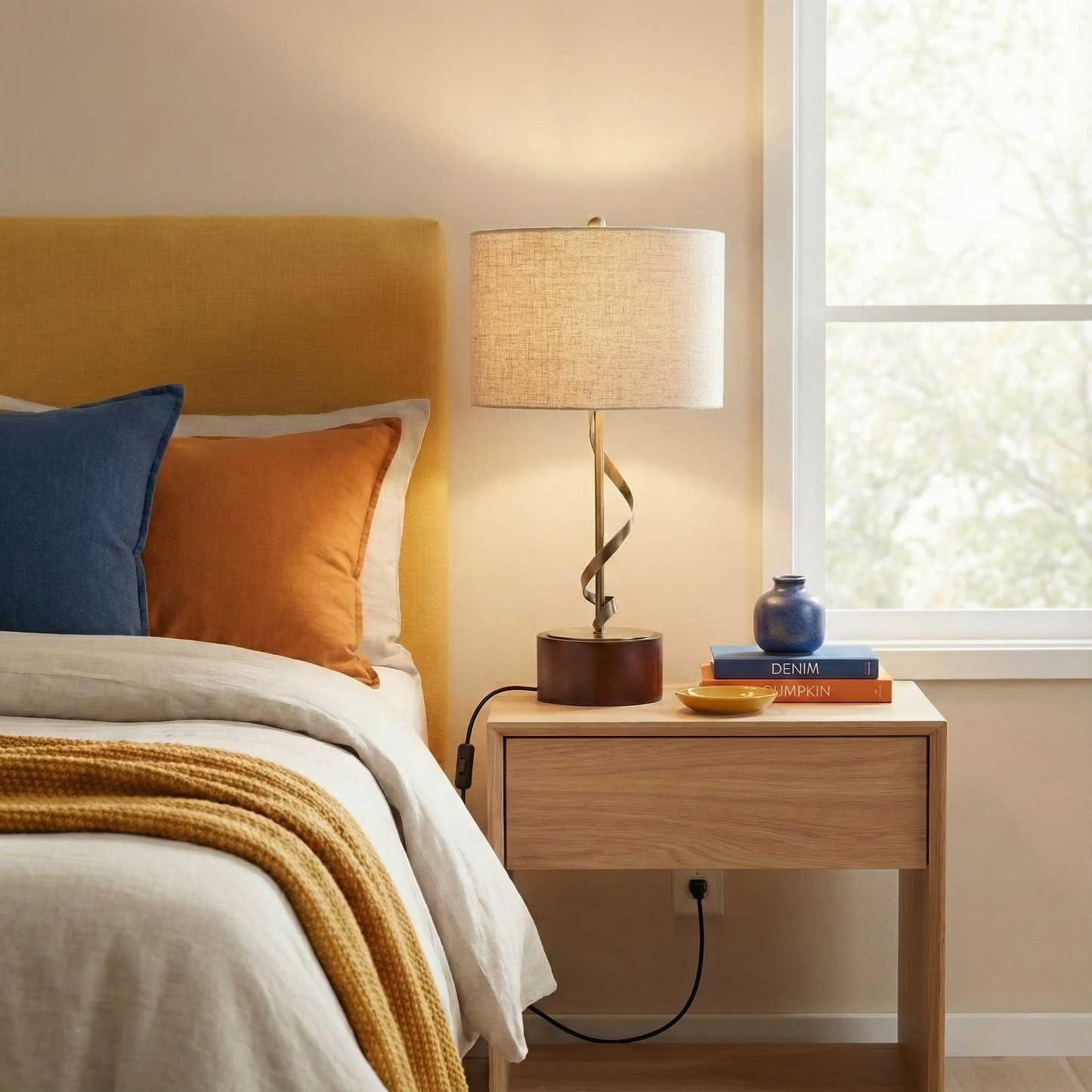 Bedside Bedroom Nightstand Desk Lamp Bedroom Study Lamps Solid Wood Creative Lights Reading Living Room Table LampsFoundry Twisted Metal Table Lamp 110V