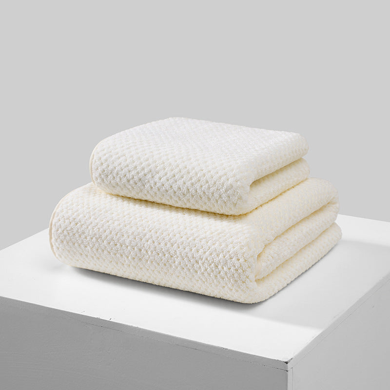 Coral Fleece Pineapple-check Soft Bath Towel
