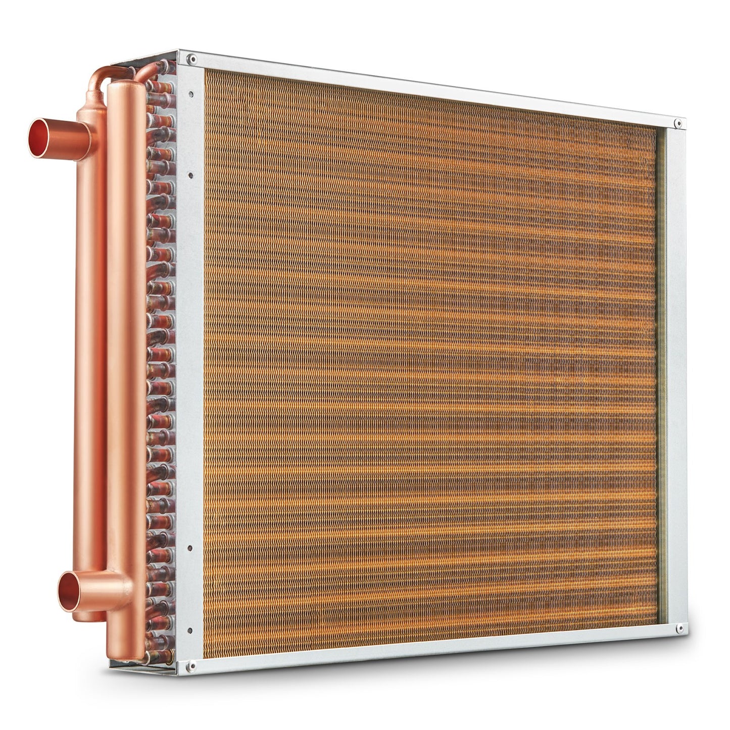Heat Exchanger Water To Air, 18"x 20" With 3-Row 3/8" Copper Ports, 242 Aluminum Fins Heat Exchanger For Outdoor Wood Furnaces, Residential Heating And Cooling, And Forced Air Heating