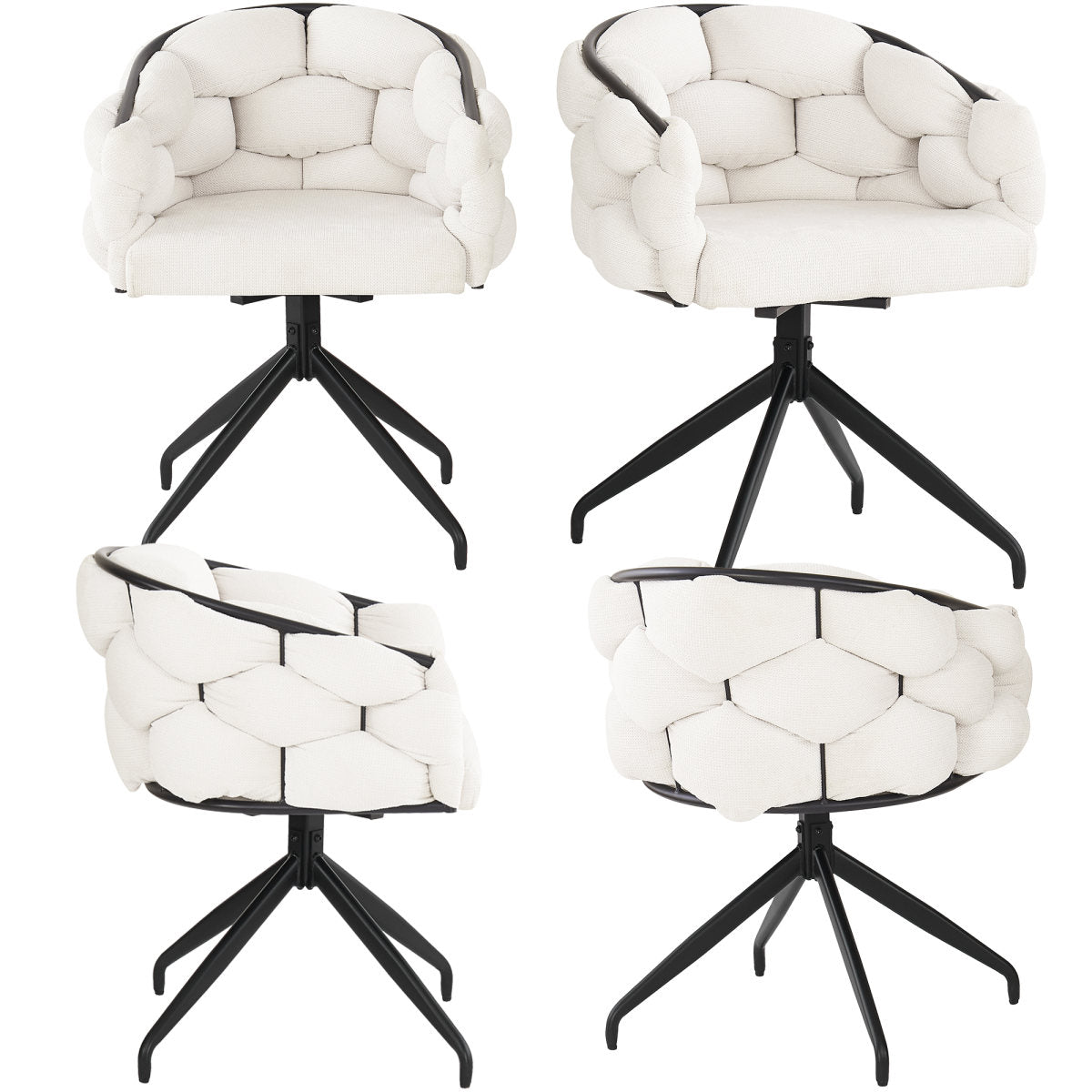 Luxury Chair 4 Pcs , Swivel Chair, 360 Swivel, Living Room Chairs, Dining Chairs, Makeup Chairs, Modern Fashion Style Chairs,Dining Chairs With Backrest,Ergonomic Chair, Bubble Chairs,Beige